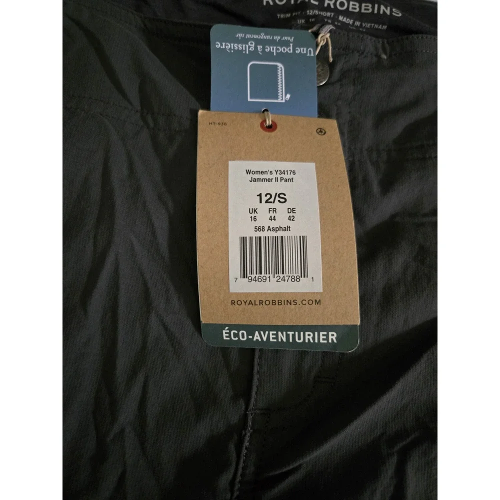 Royal Robbins Womens Jammer II‎ Pant Y34176 568 Asphalt Gray Size 12 Short NWT - Picture 12 of 12